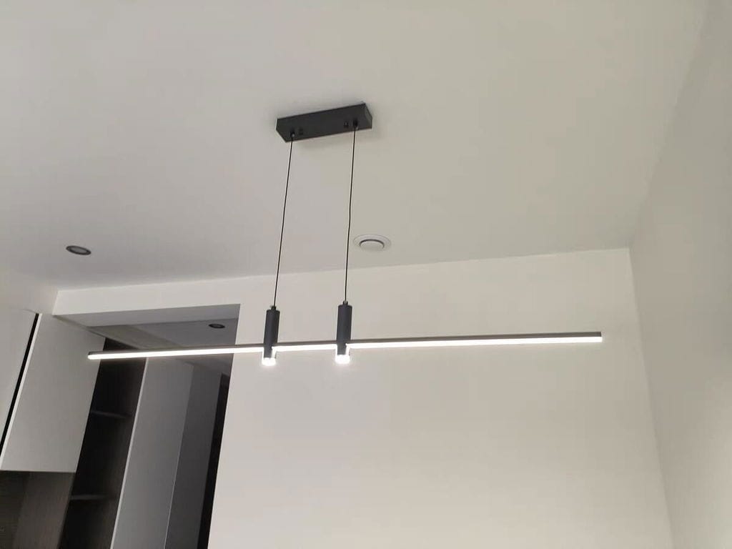 Customer photo review of Linear Bar Pendant Light, Black or Gold, Integrated LED, Dimmable