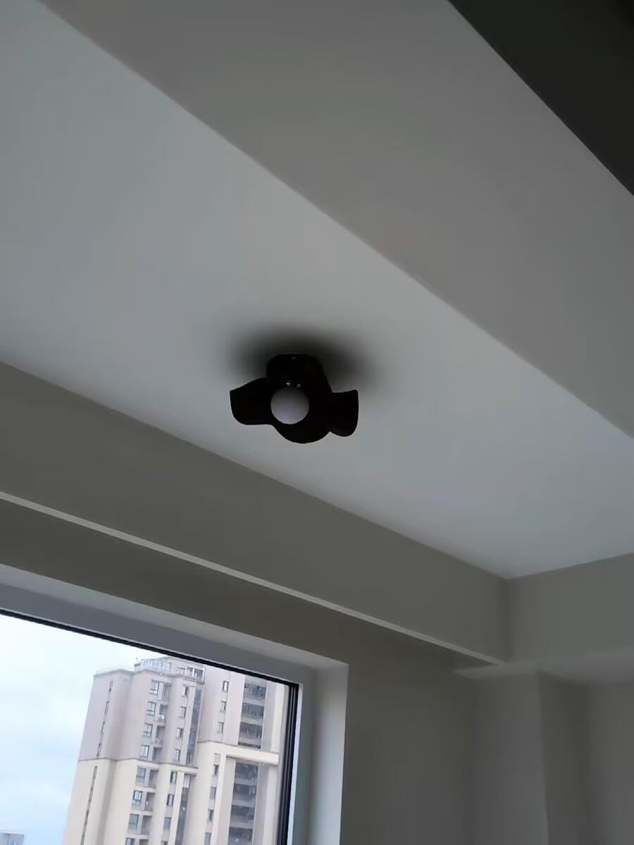 Customer photo review of Flush Mount Ceiling Light, Wood-Grain Leaf Shade, White, G9, Lotus
