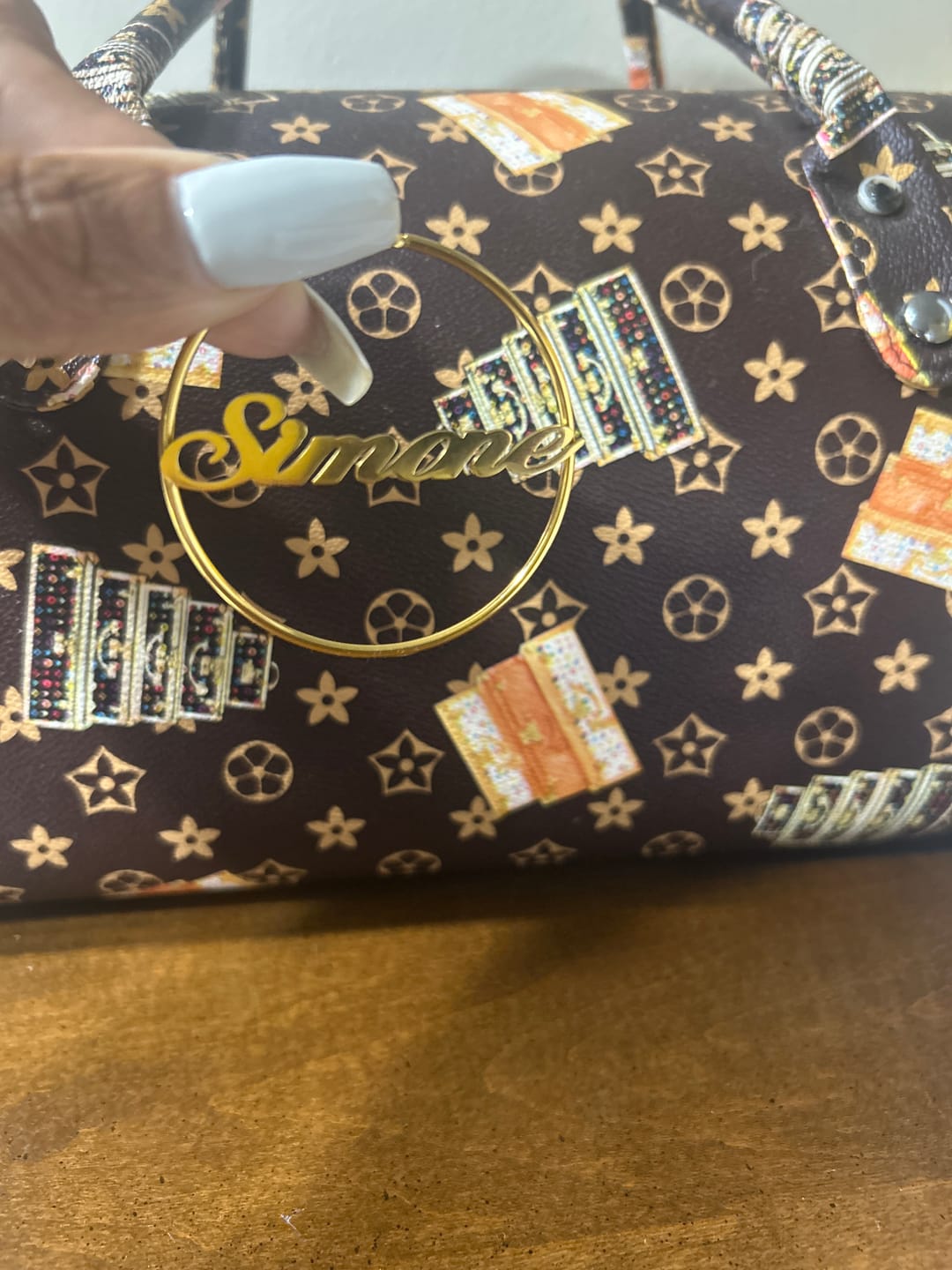 Customer photo review of Classic Name Hoop Earrings
