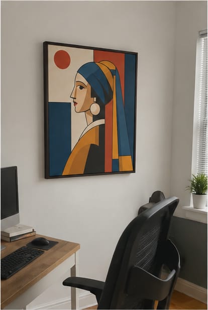 Customer photo review of Geometric Woman Portrait Canvas Wall Art