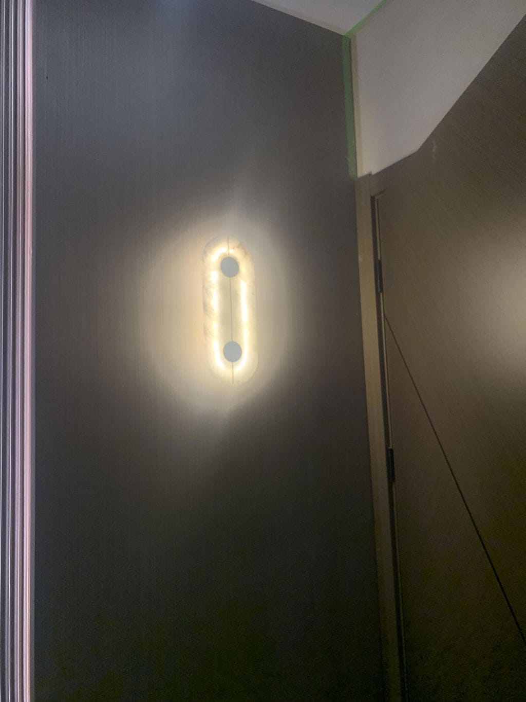 Customer photo review of Wall Sconce, Melange Alabaster Stone & Brass, G4, Hardwired