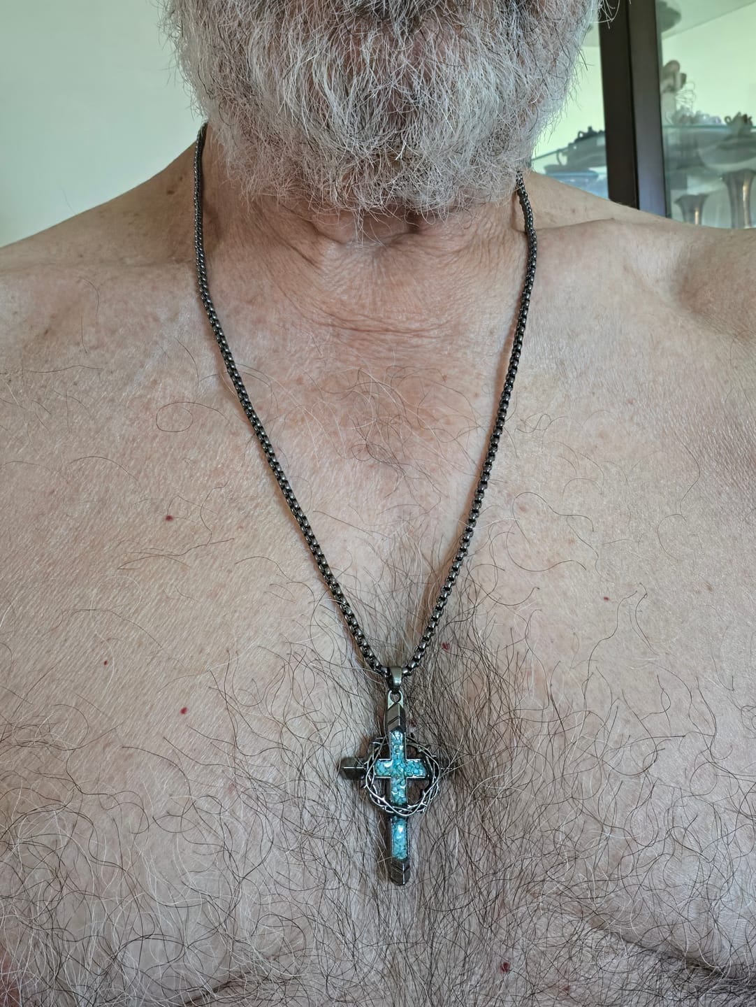 Customer photo review of FREE Today: Thorn-Wrapped Inlaid Cross Pendant Necklace: A Symbol of Christ’s Sacrificial Love