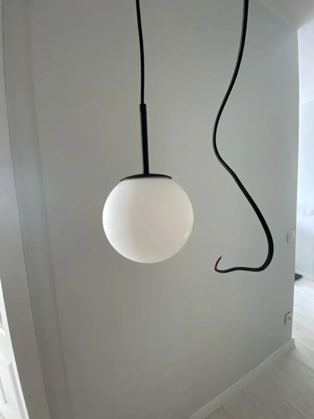 Customer photo review of Mila Pendant Light, White Glass Globe, Brass, Black or Silver, E27