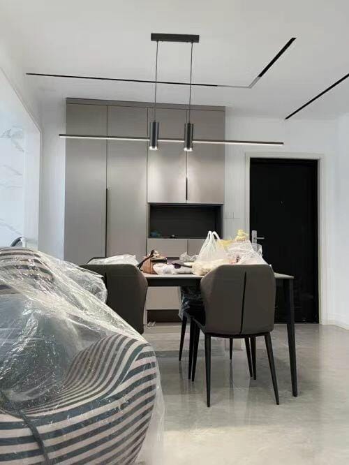 Customer photo review of Linear Bar Pendant Light, Black or Gold, Integrated LED, Dimmable