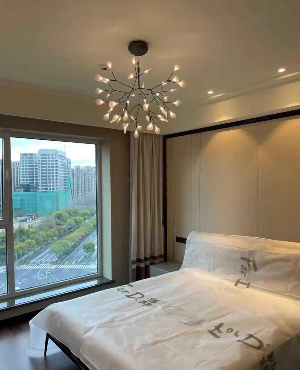 Customer photo review of Firefly LED Chandelier, Black Branch Design, Dimmable, 30-135 Heads