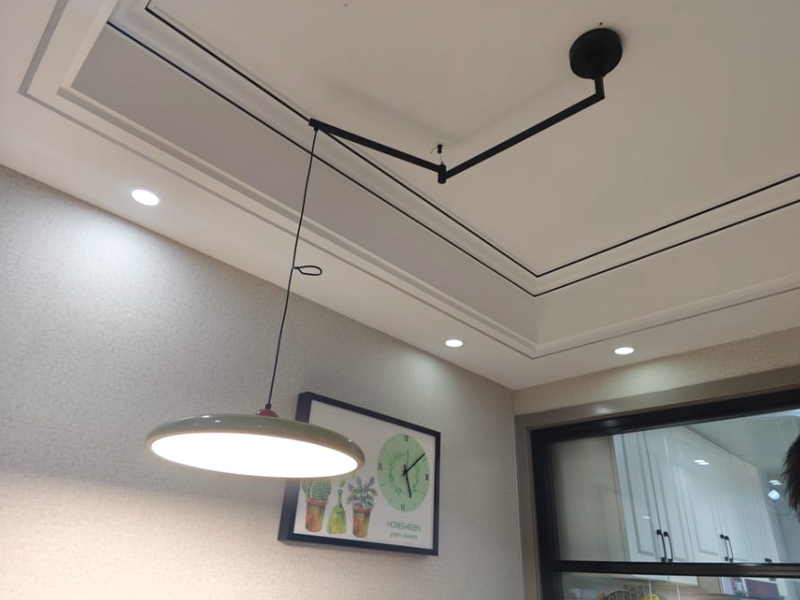 Customer photo review of Pendant Light, Mid-Century Swing Arm Disc, Acrylic, LED, Lola
