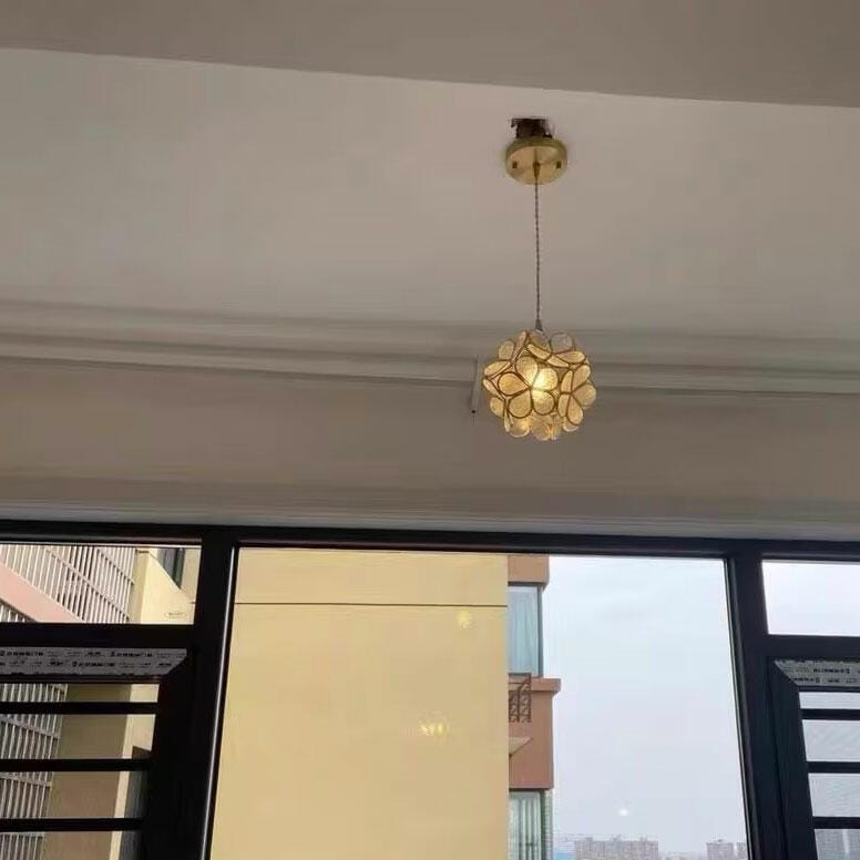 Customer photo review of Glass Petal Pendant Light, Handblown Shade, Brass Fitting, E26/E27