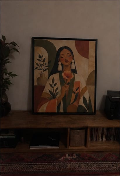 Customer photo review of Boho Woman Canvas Wall Art