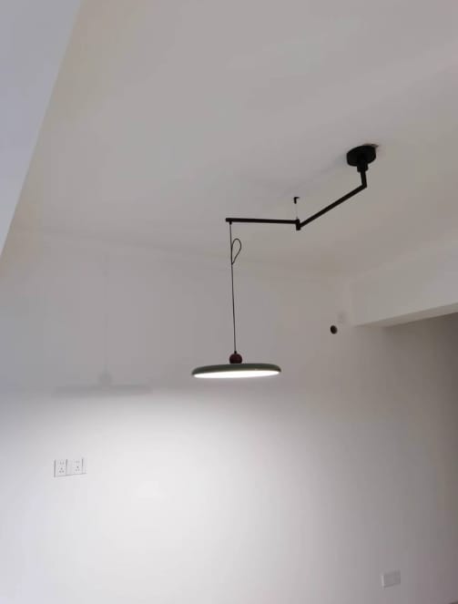 Customer photo review of Pendant Light, Mid-Century Swing Arm Disc, Acrylic, LED, Lola