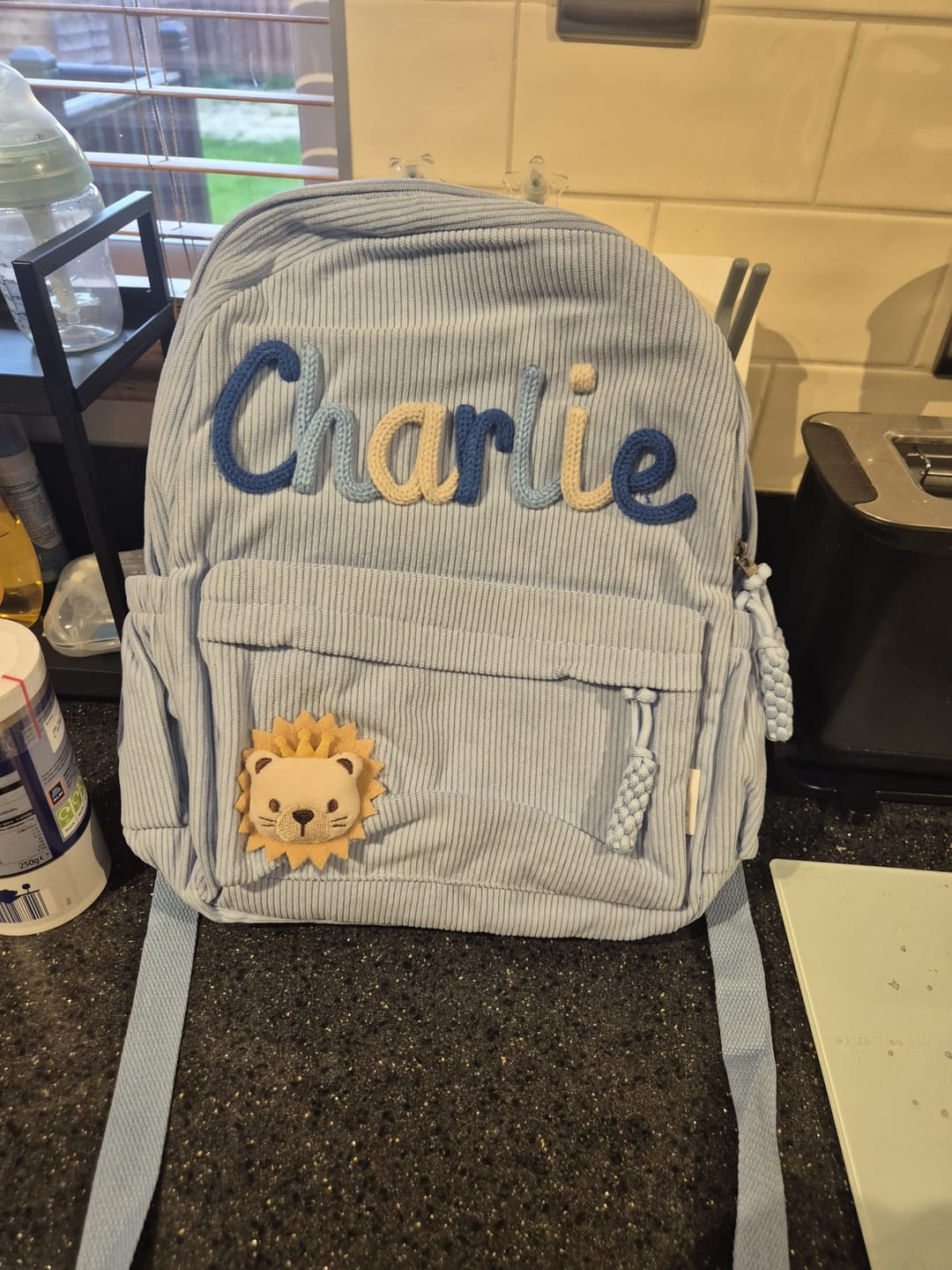 Customer photo review of K&C - Personalized Knitted Backpack