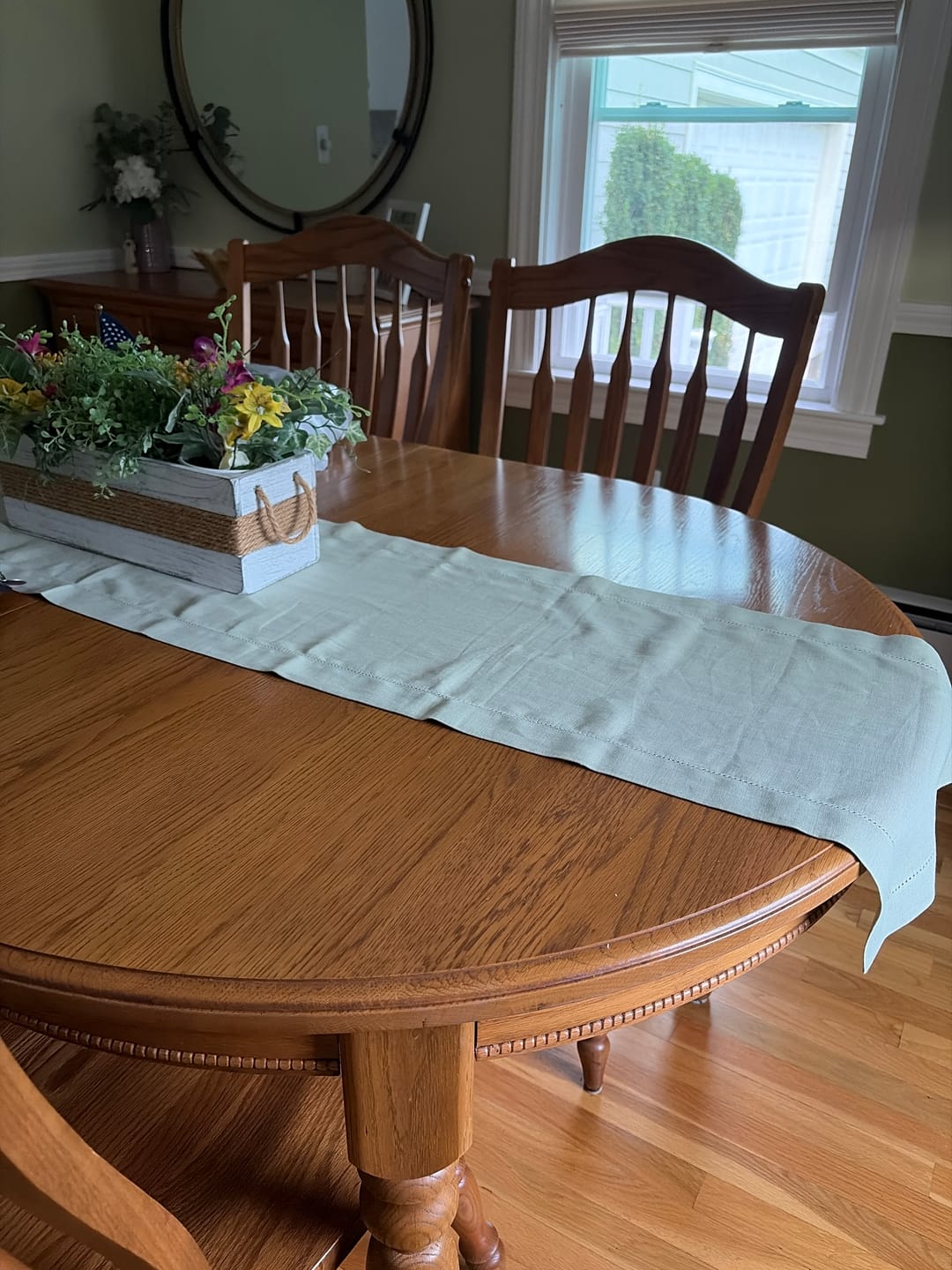 Customer photo review of Classic Hemstitch Table Runner