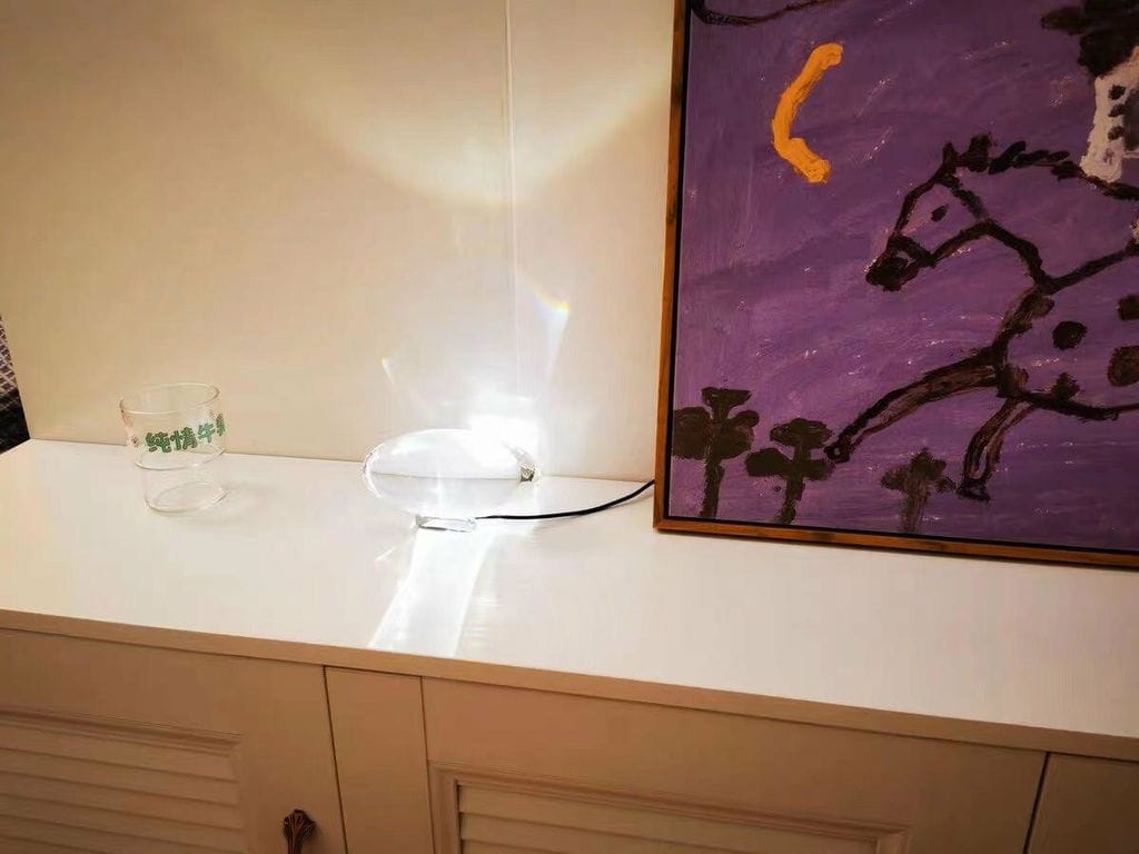 Customer photo review of Table Lamp, Atman Crystal Glass Oval, Chrome Base, Integrated LED