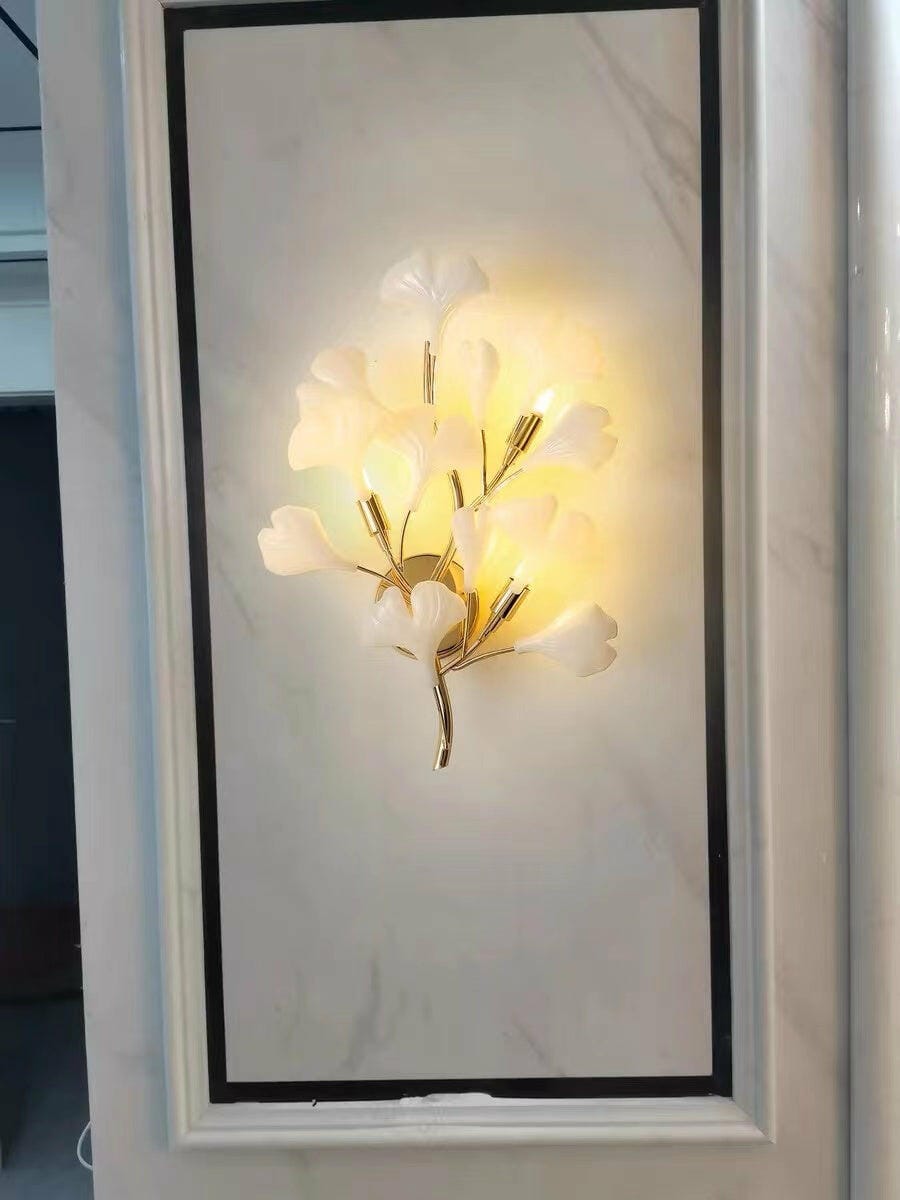 Customer photo review of Wall Lamp, White Ceramic Ginkgo Leaves, G9, Gold or Nickel Finish