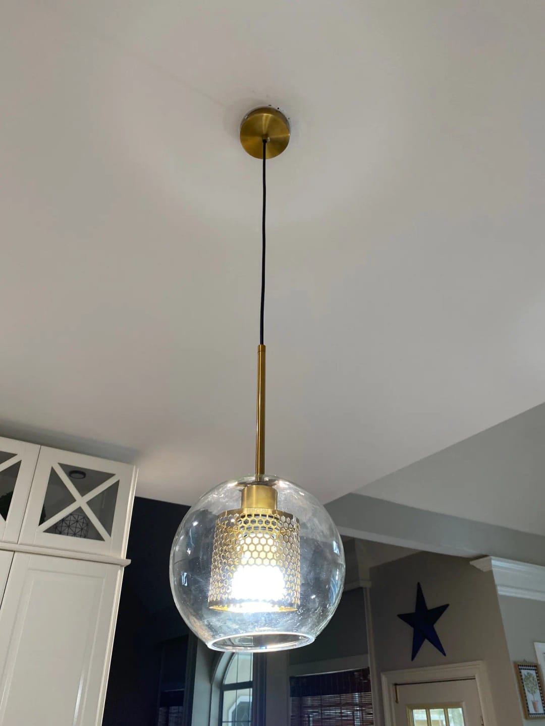 Customer photo review of Pendant Light, Chiswick Glass, Copper Silver Black, E27 Cluster