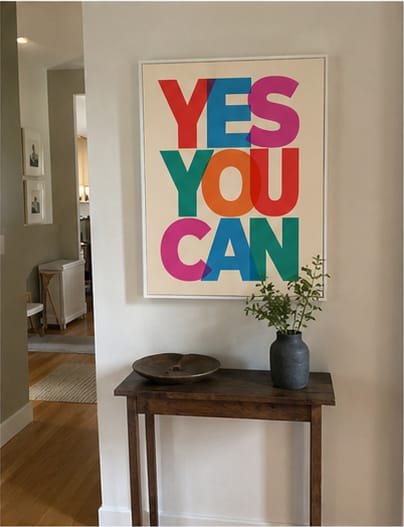 Customer photo review of Yes You Can Canvas Wall Art
