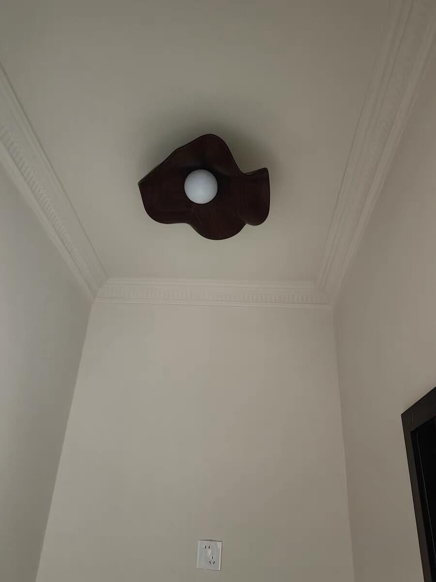 Customer photo review of Flush Mount Ceiling Light, Wood-Grain Leaf Shade, White, G9, Lotus