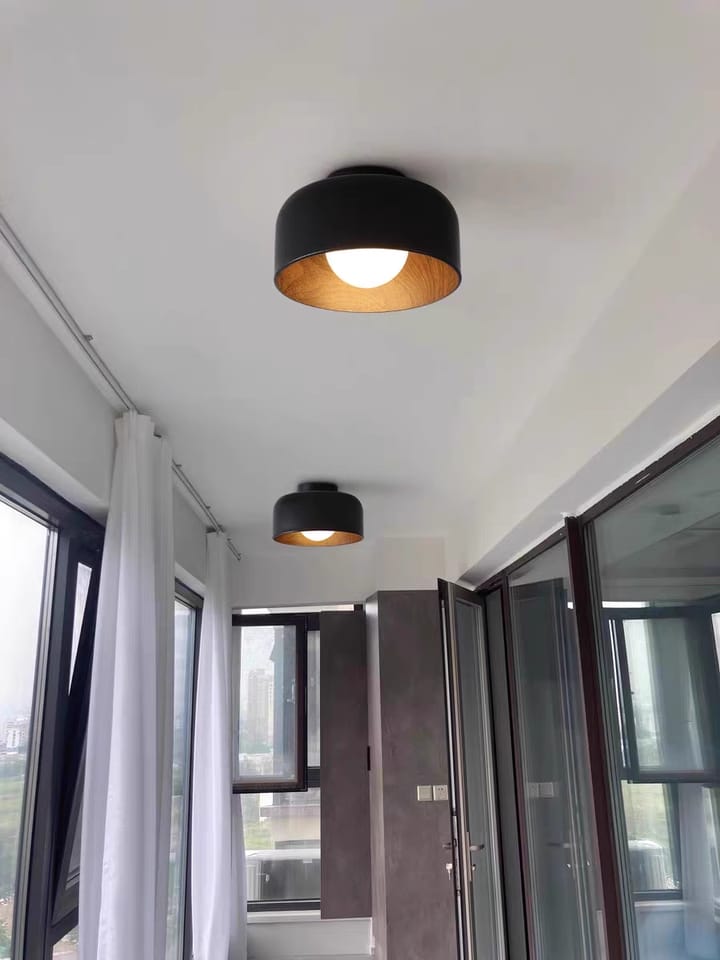 Customer photo review of Ceiling Light, White Glass Globe, Wood Grain, G9 Hardwired