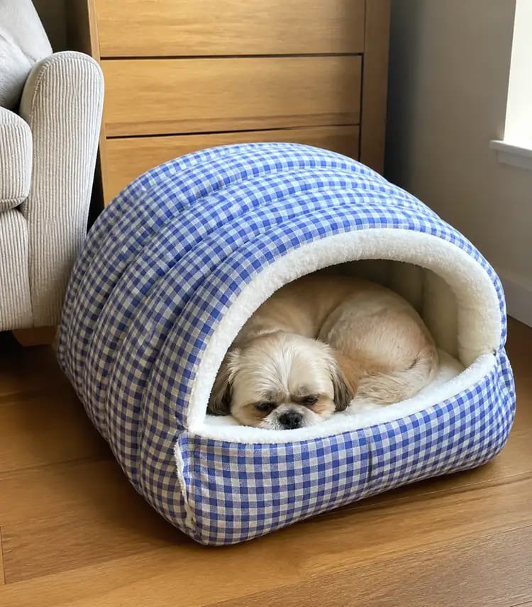 Customer photo review of Cozy Cave Pet Bed for Security & Warmth