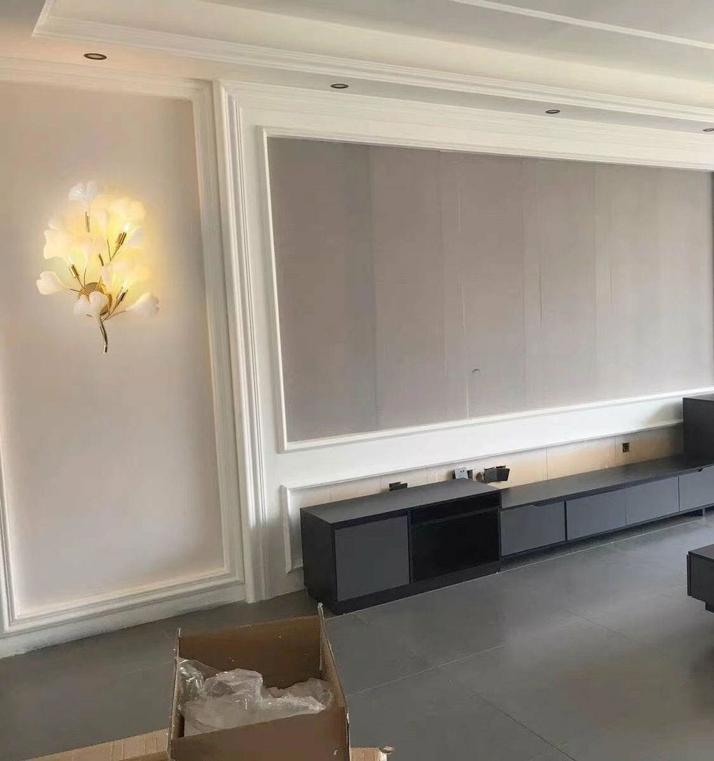 Customer photo review of Wall Lamp, White Ceramic Ginkgo Leaves, G9, Gold or Nickel Finish