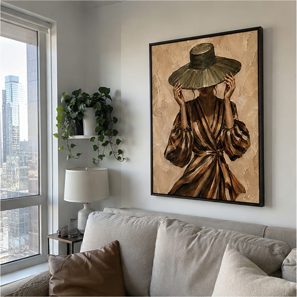 Customer photo review of Woman in Wide Brim Hat Canvas Wall Art
