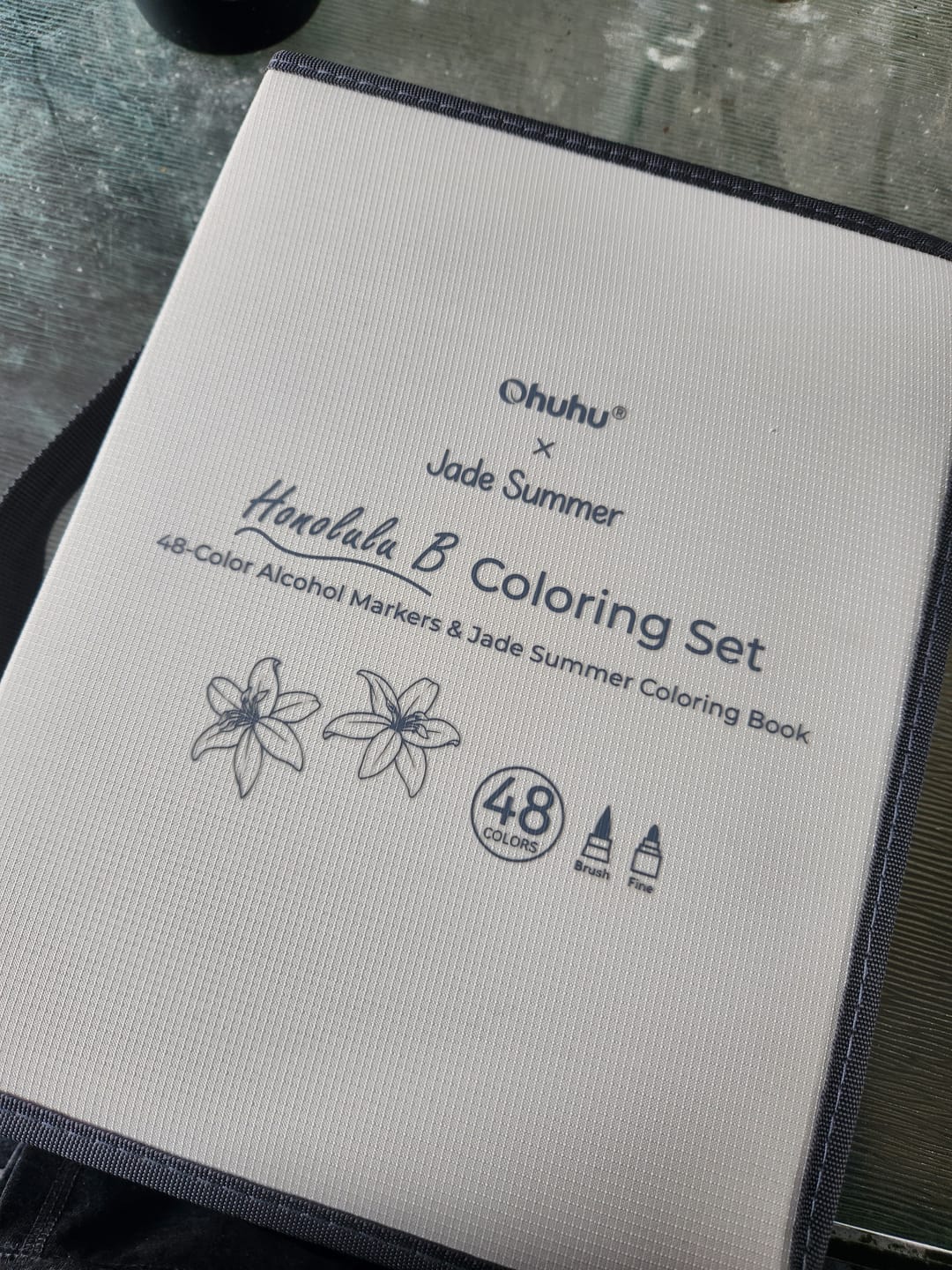 Customer photo review of Ohuhu x Jade Summer Alcohol Markers & Coloring Book Set, 47 Colors + 1 Colorless Blender, Honolulu B, Brush & Fine Dual Tips