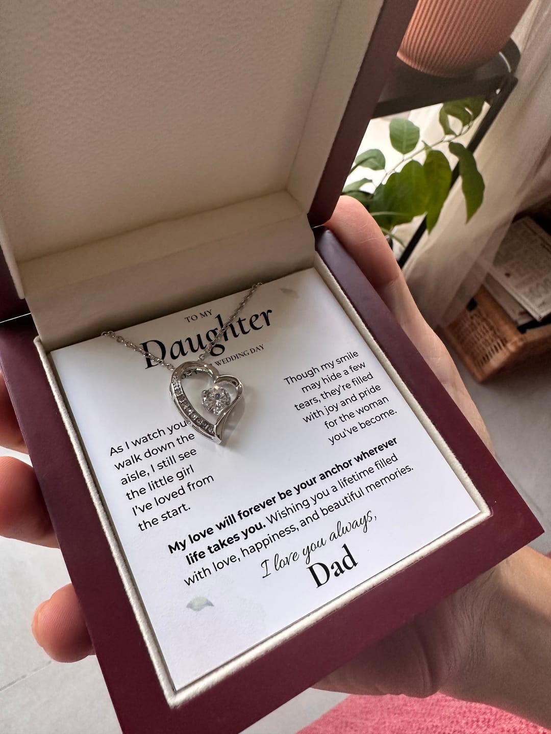 Customer photo review of To My Daughter on Your Wedding Day Necklace From Dad (D38)