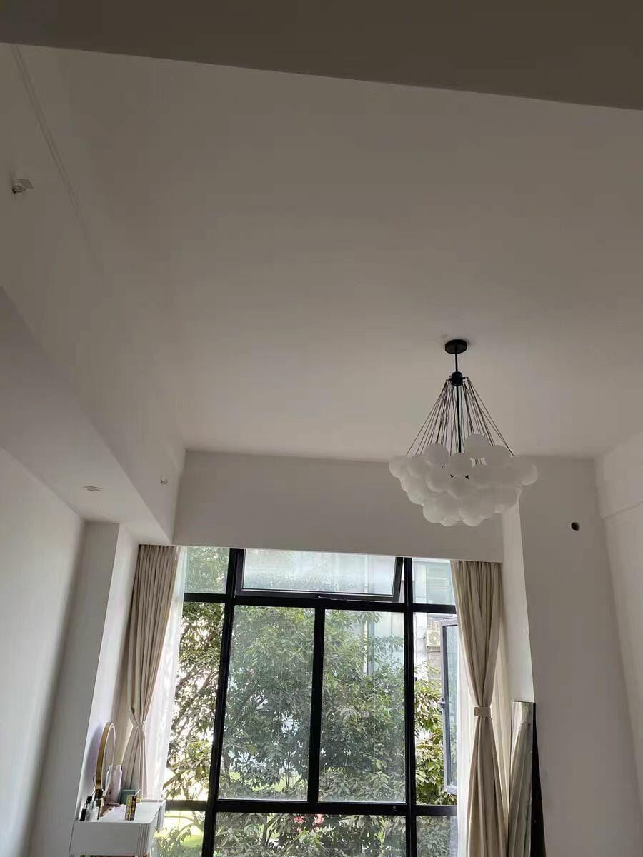 Customer photo review of Bubble Chandelier, Hand-Frosted Glass Globes, Gold or Black, E27