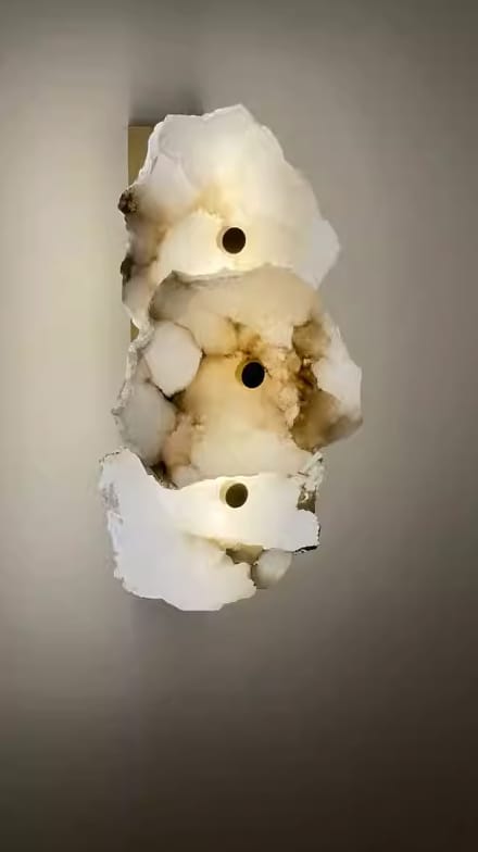 Customer photo review of Petra Wall Sconce, Genuine Alabaster Shade, Gold Finish, Integrated LED