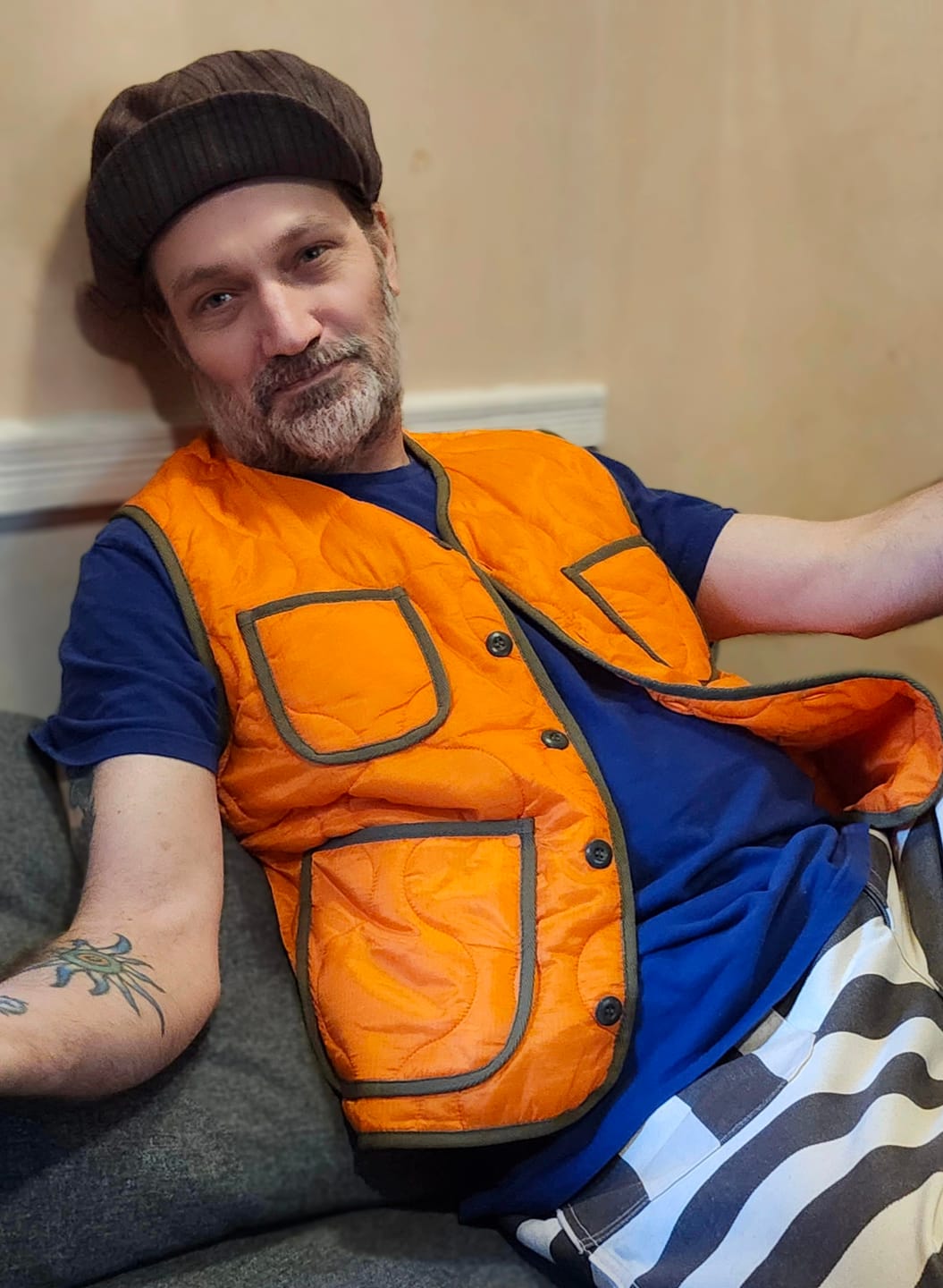 Customer photo review of Military Style Quilted Padded Ripstop Nylon Vest - Orange