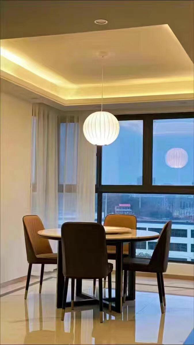 Customer photo review of Pendant Light, Crisscross Bubble, Mulberry Silk, Steel Wireframe, E26