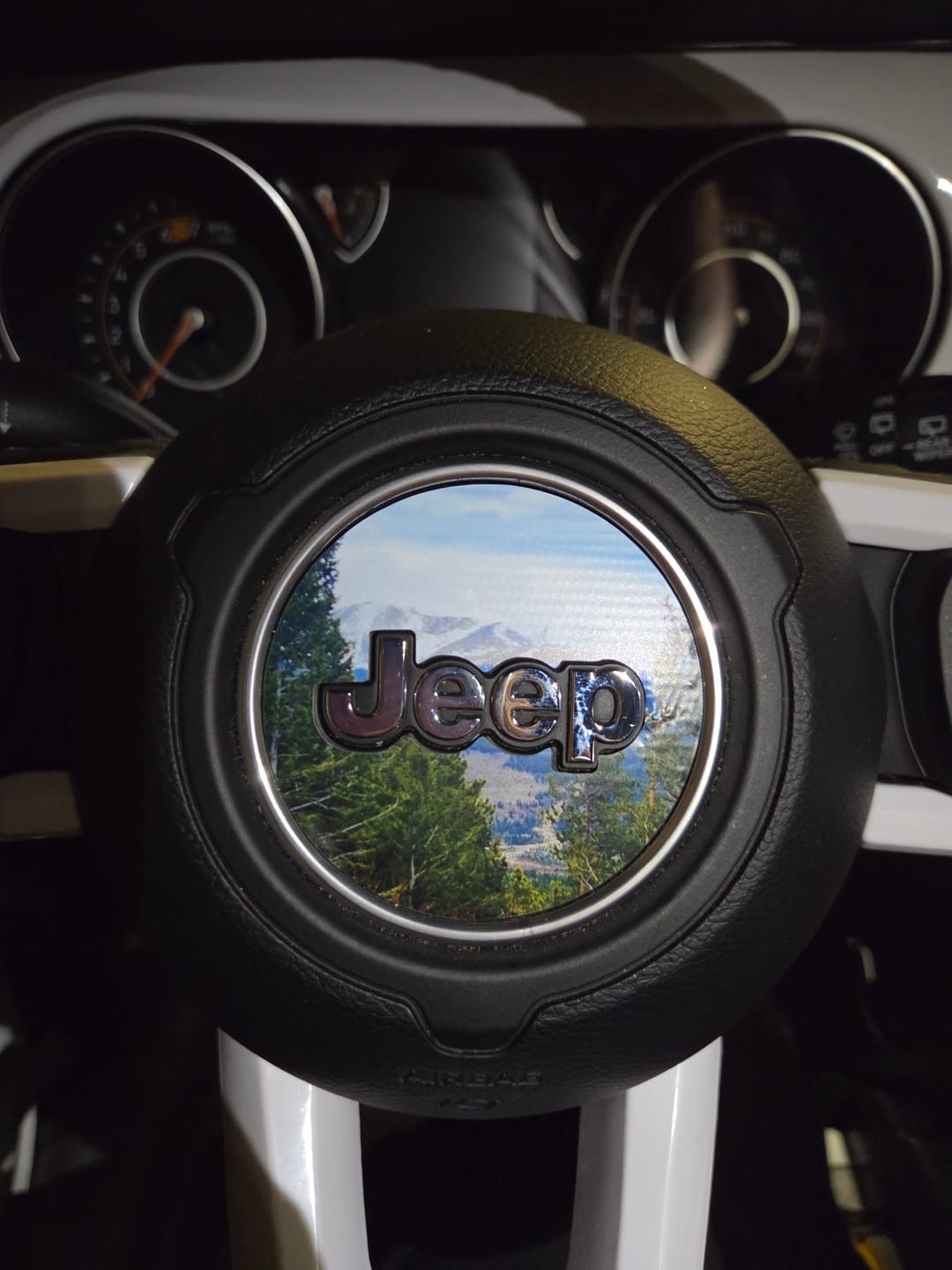 Customer photo review of Design Your Own Steering Wheel Decal for Jeep