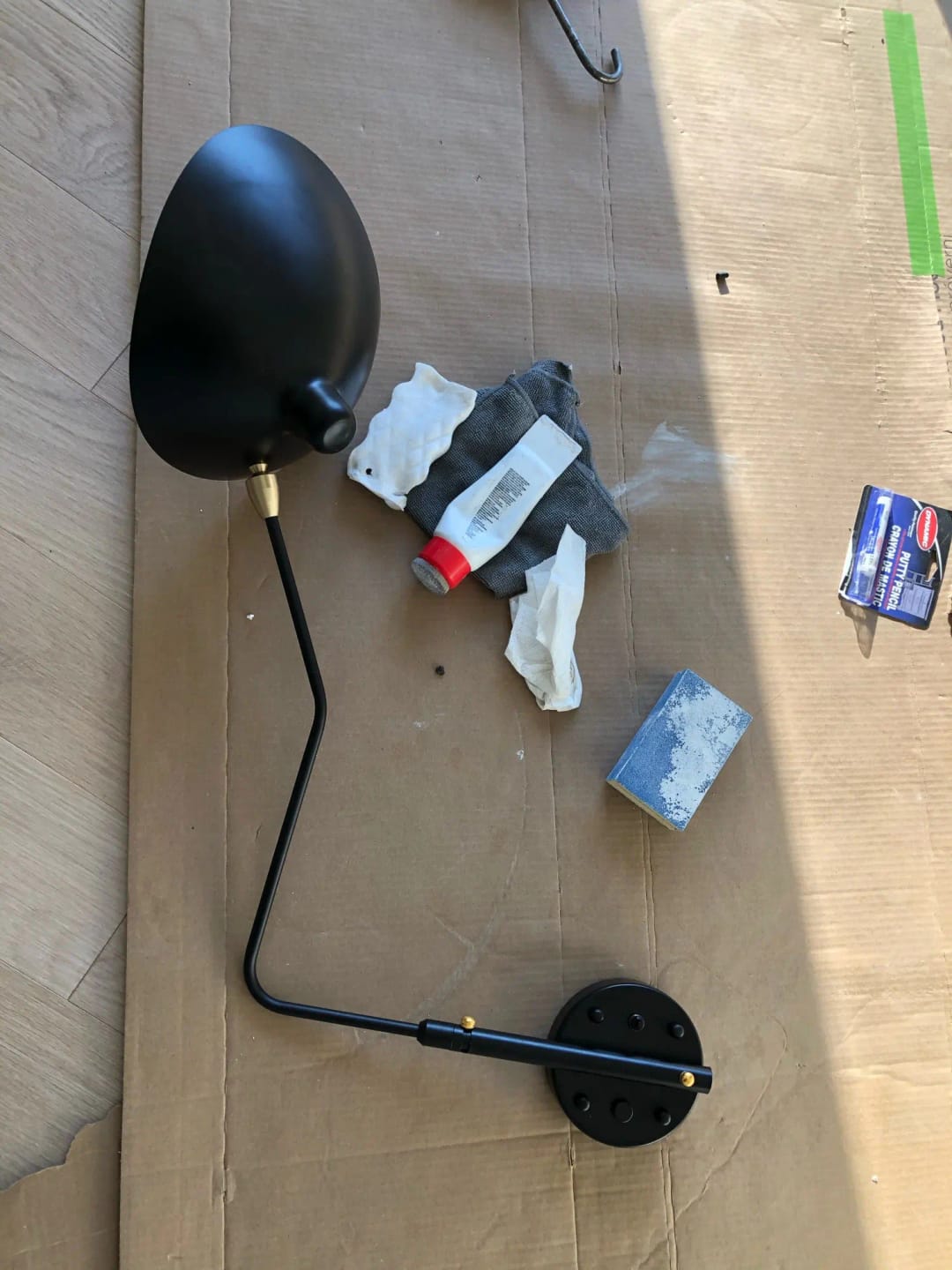 Customer photo review of Wall Sconce, Spider Long-Arm, Rotating Shade, Metal and Brass, E26 / E27