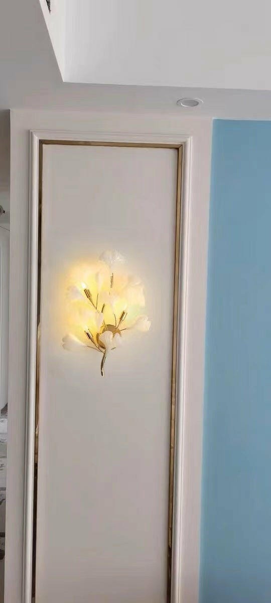 Customer photo review of Wall Lamp, White Ceramic Ginkgo Leaves, G9, Gold or Nickel Finish