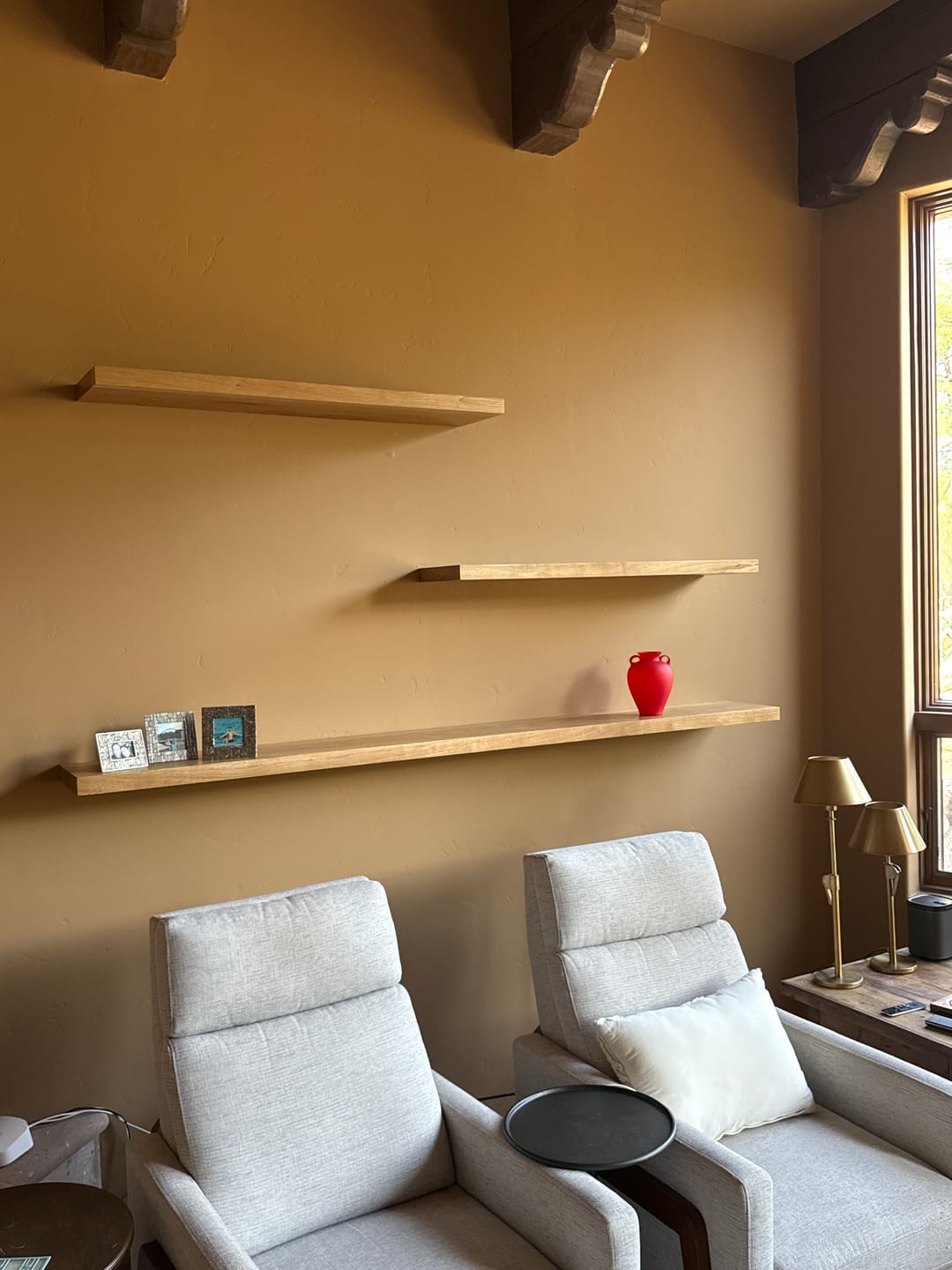 Customer photo review of White Oak Floating Shelves
