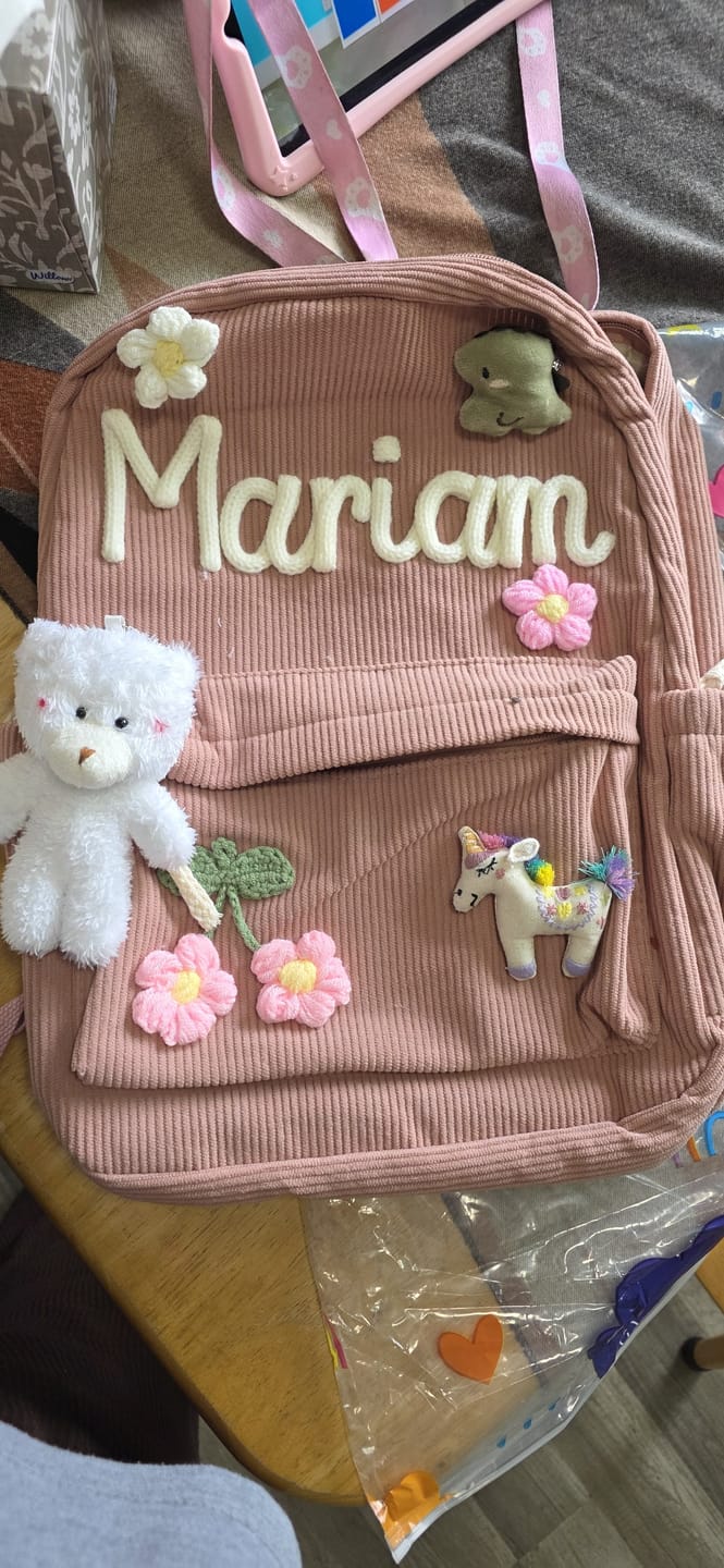 Customer photo review of K&C - Personalized Knitted Backpack