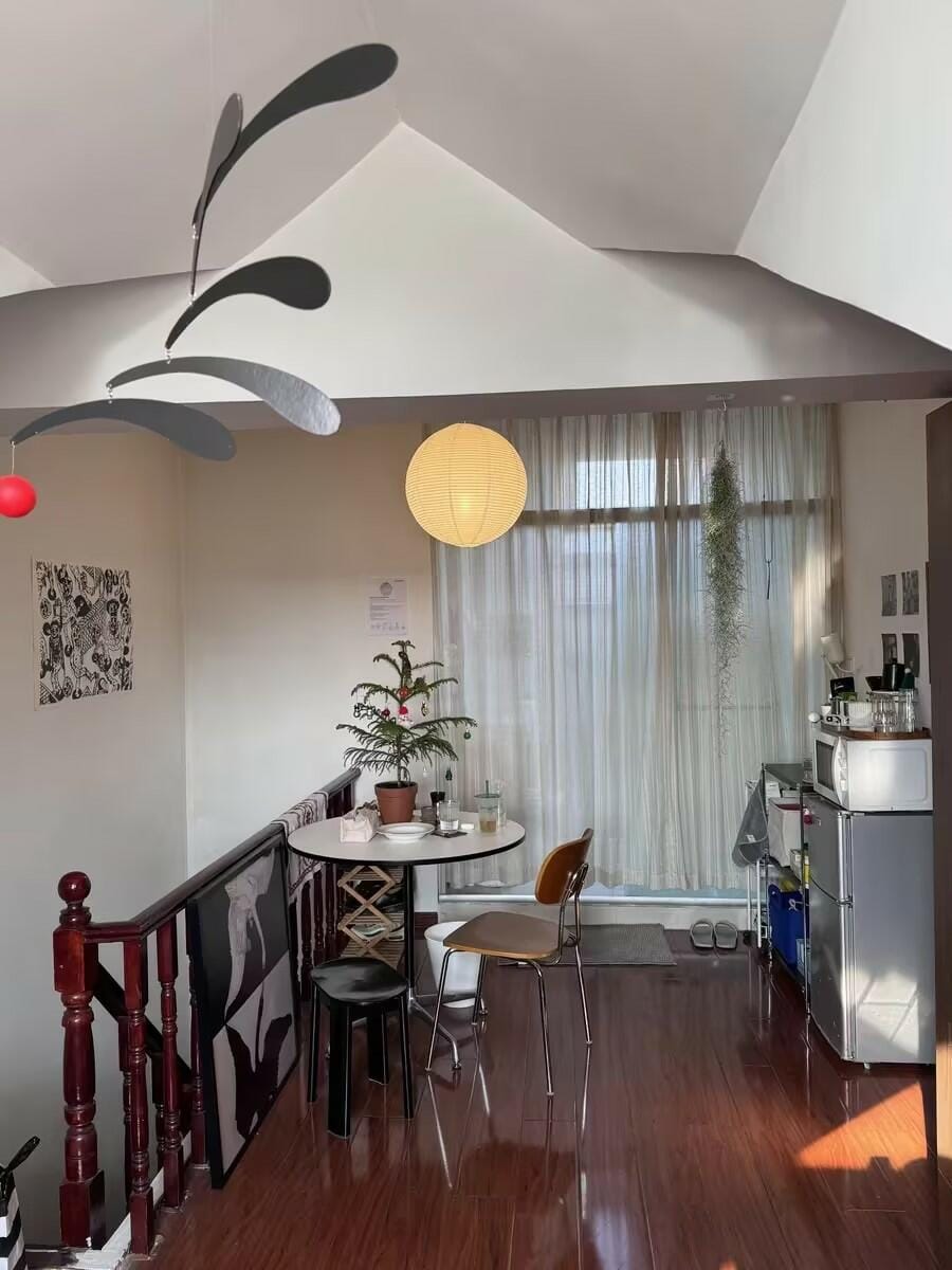 Customer photo review of Pendant Light, Handmade Mulberry Paper Globe, Black Swag Cord, E27