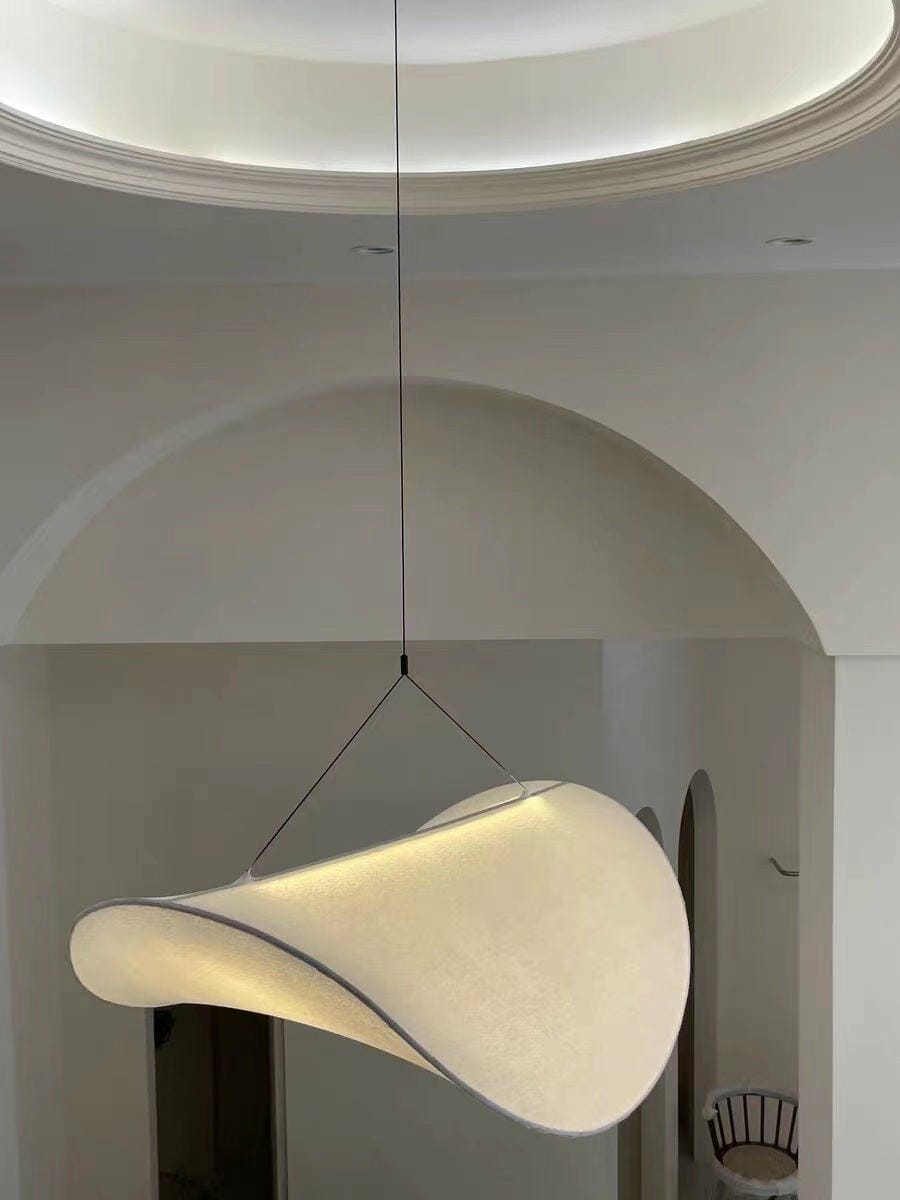 Customer photo review of Pendant Light, Tense, Mulberry Silk Diffuser, Black Frame, LED, Dimmable