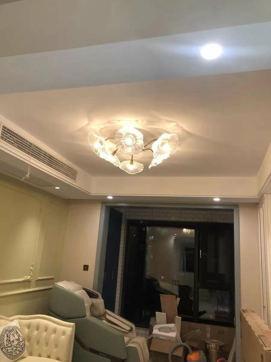 Customer photo review of Ceiling Light, Frosted Leaf Glass Shades, Gold, E27, Lotus Leaf