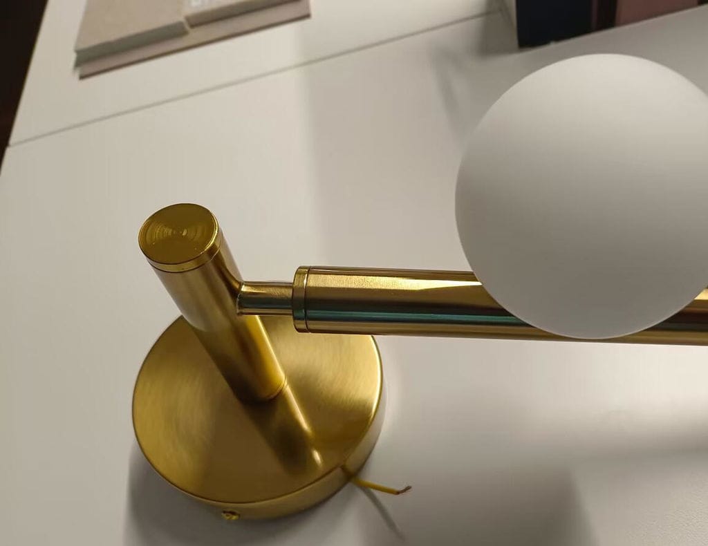 Customer photo review of Glass Tube Wall Lamp, Blown Glass Globes, Brass Finish, G4 LED