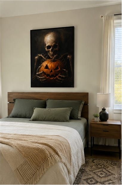 Customer photo review of Halloween Skeleton Pumpkin Canvas Wall Art