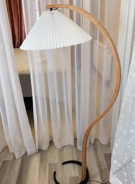 Customer photo review of Floor Lamp, Caprani Beechwood & Linen Shade, E26/E27, Plug-In