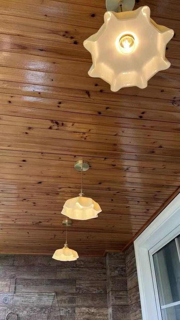Customer photo review of French Flower Pendant Light, Pleated Glass Shade, Brass, E27