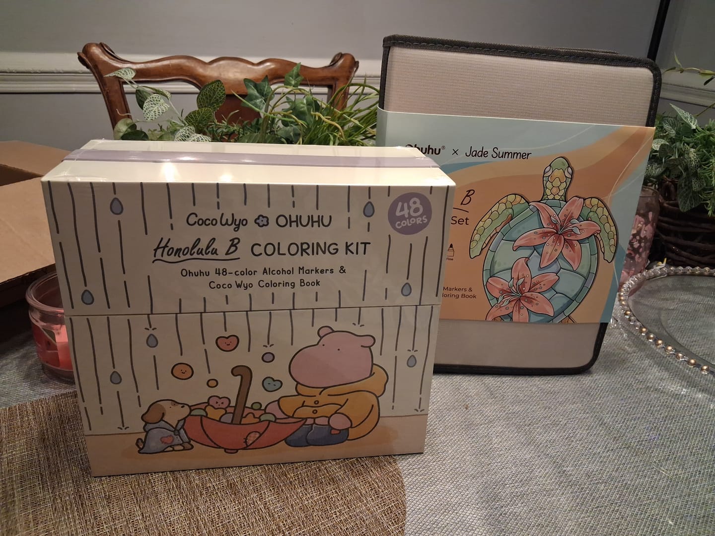 Customer photo review of Ohuhu x Coco Wyo Cozy Mood Coloring Kit, Honolulu B 48 Colors Alcohol Markers with Brush & Fine Dual Tips, Coloring Book with Mood Tracker Pages