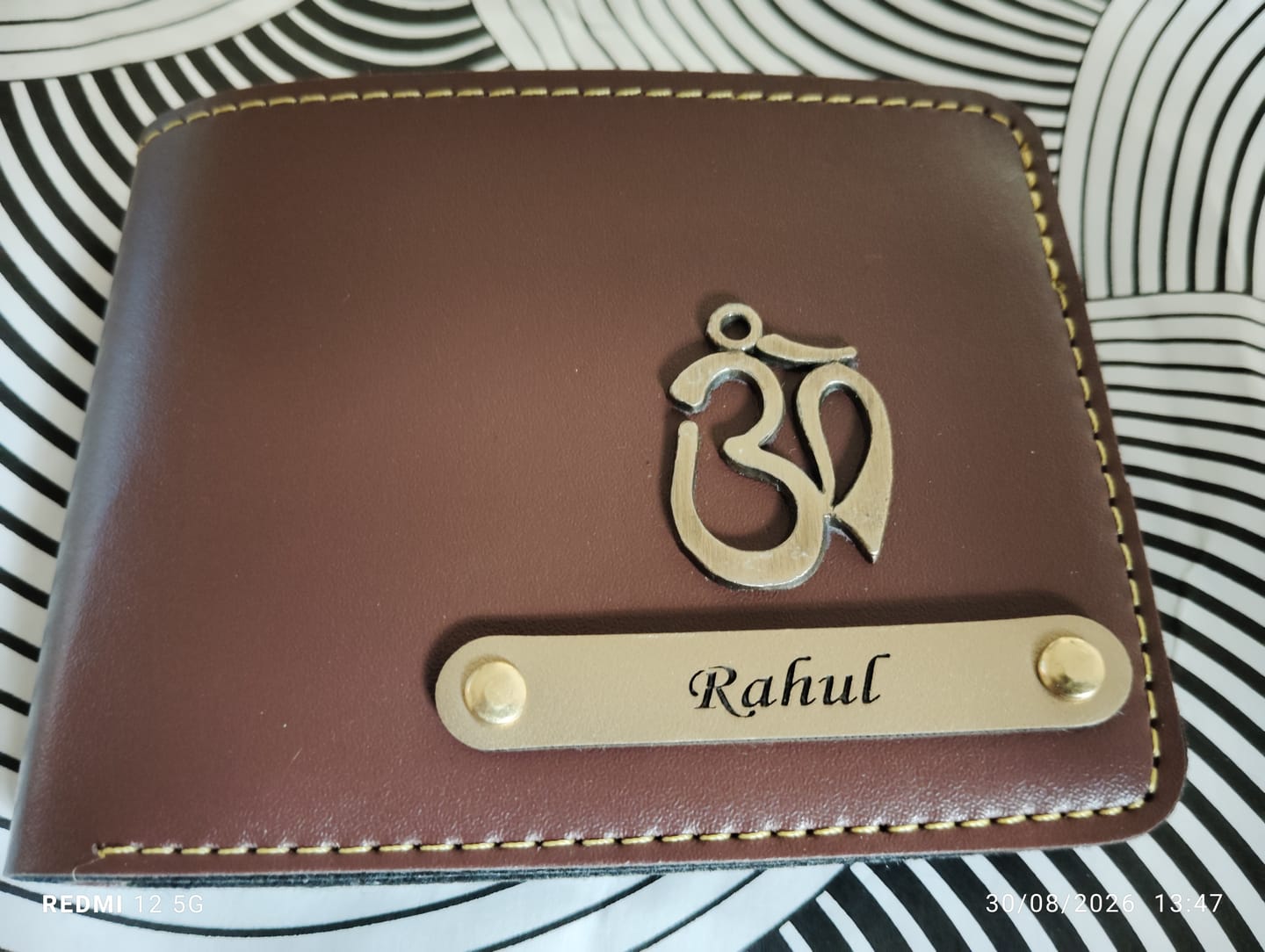 Customer photo review of Personalized Men's Wallet With Name & Charm