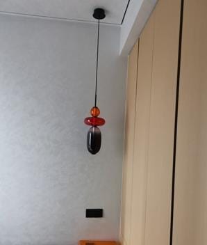Customer photo review of Pendant Light, Tinted Glass Jar Shades, Integrated LED, Black Body