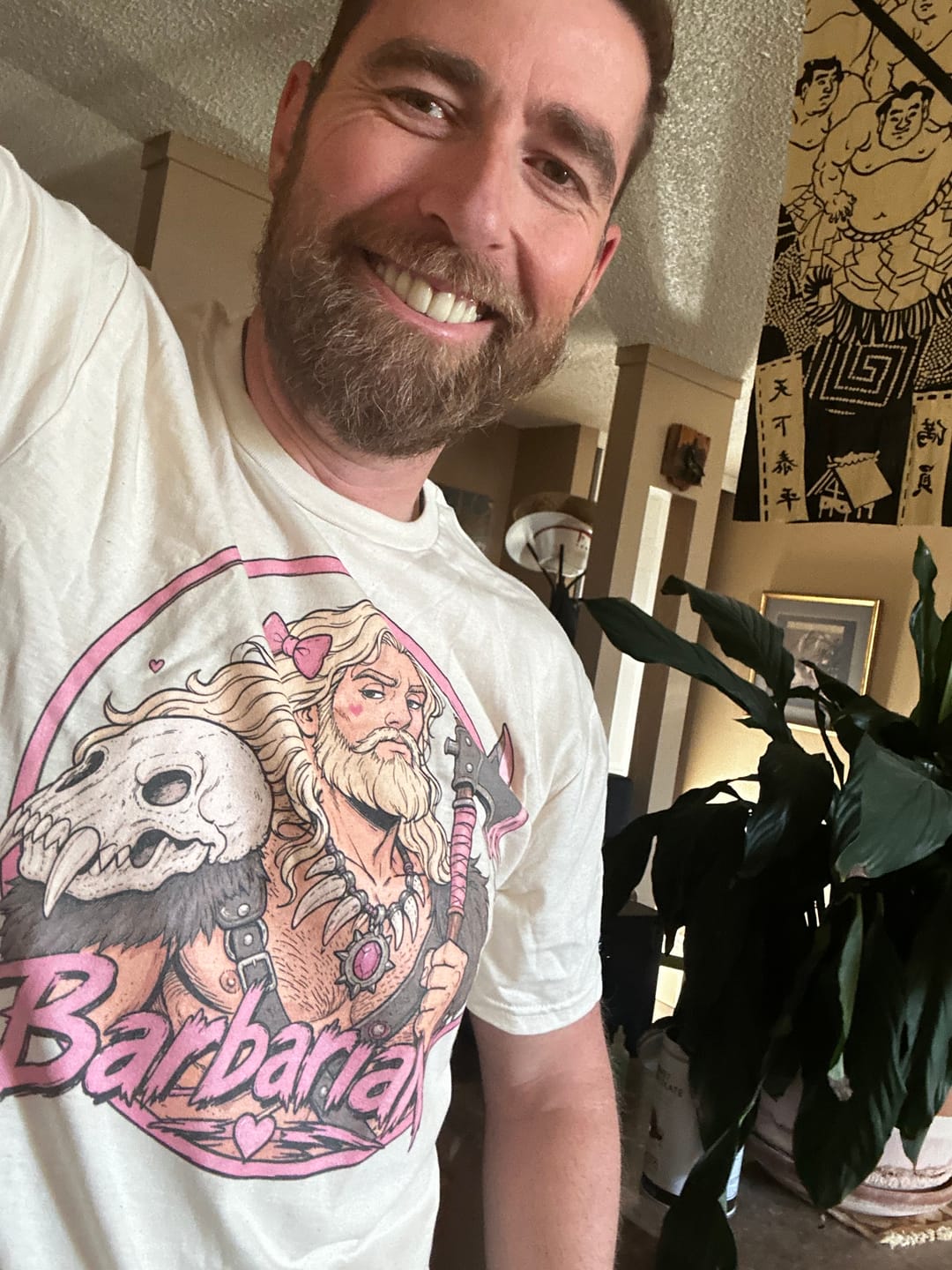 Customer photo review of Pink Barbarian T-Shirt