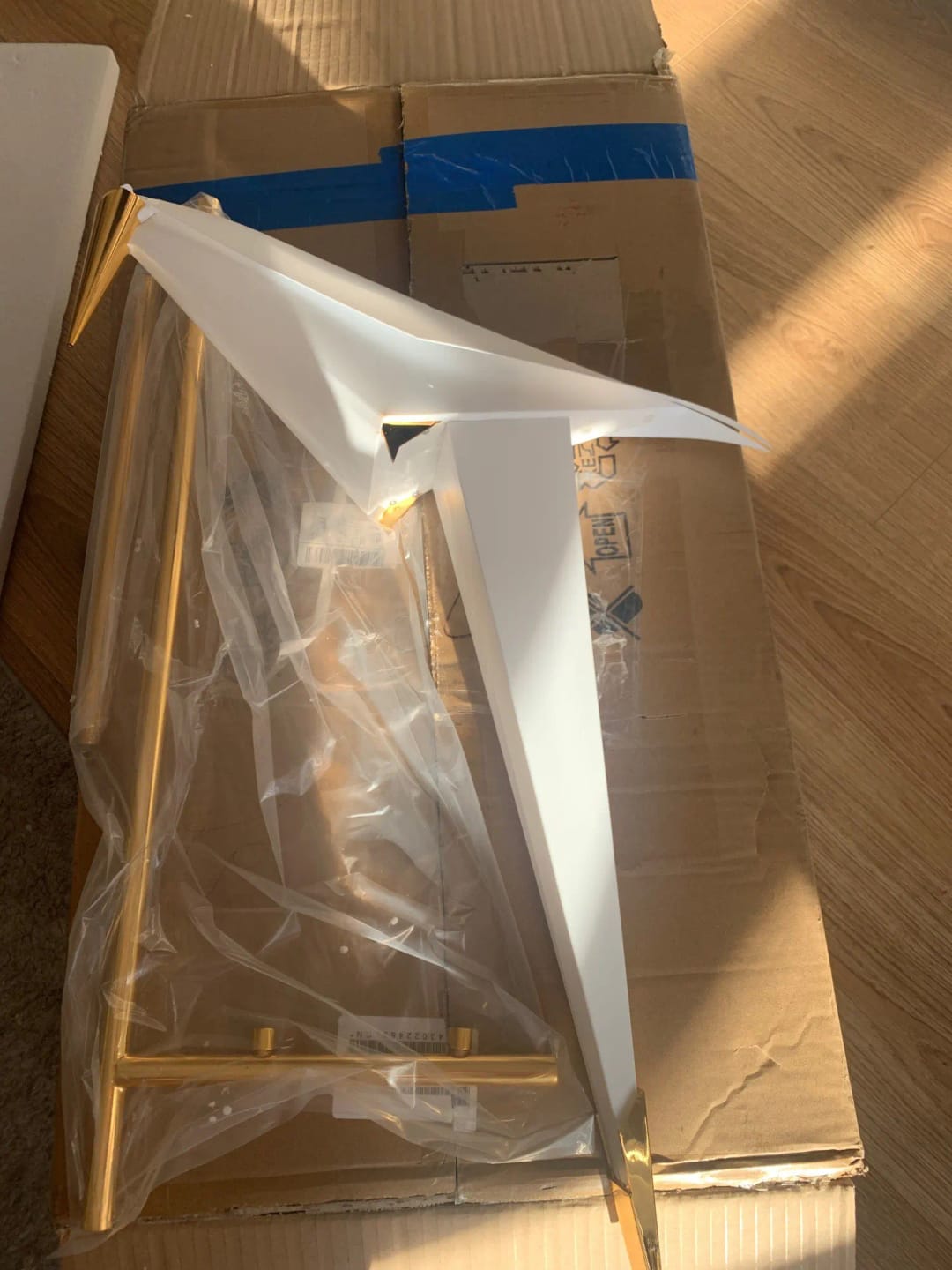 Customer photo review of Paper Crane LED Chandelier, Acrylic Birds, Gold Frame, 3000K