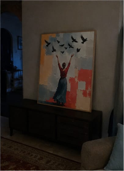 Customer photo review of Woman and Birds Canvas Wall Art