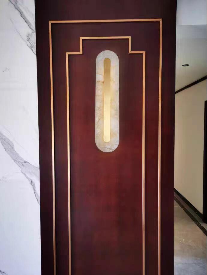 Customer photo review of Wall Sconce, Genuine Alabaster & Brass, Integrated LED, Dimmable