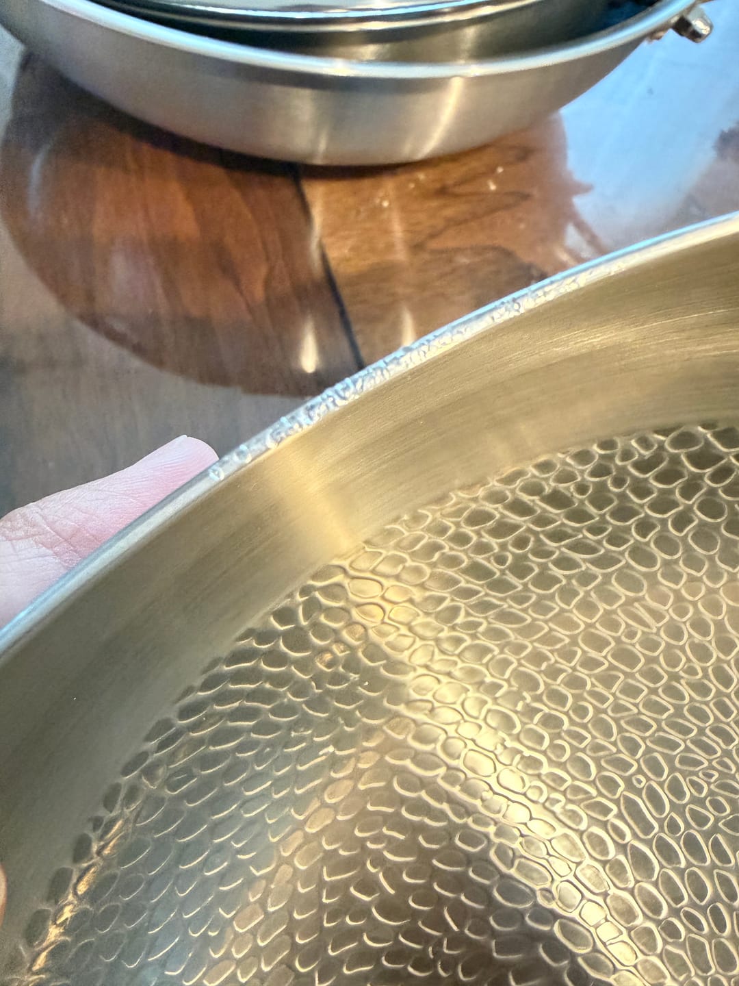 Customer photo review of Hand-Hammered Titanium Essentials Kitchen Set with 2 Lids (10, 11 & 12 Inch)
